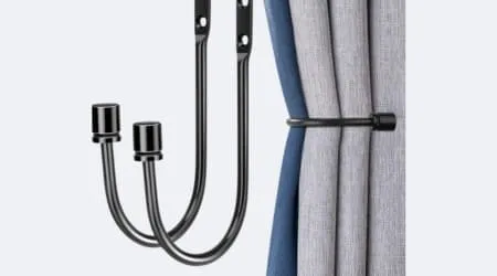 Curtain brackets, hooks, rings, and tiebacks
